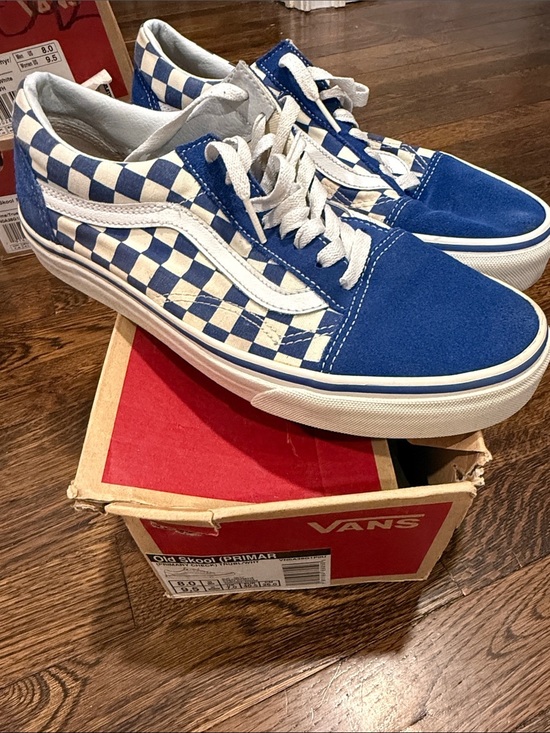 Vans Other - Vans Classic Old Skool Blue & White Checkerboard Sneakers